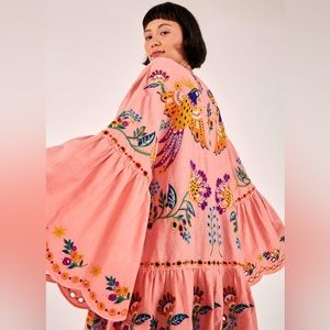 FARM Rio Embroidered Richelieu Frilled Kimono